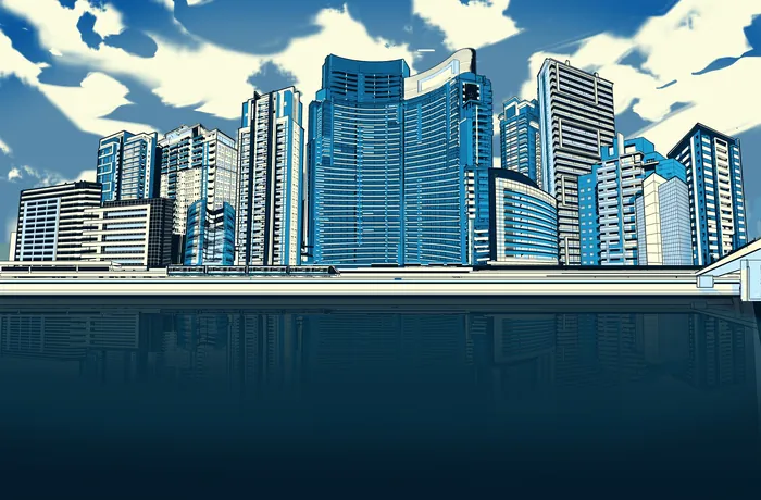 Digital city skyline with skyscrapers by Davi Augusto