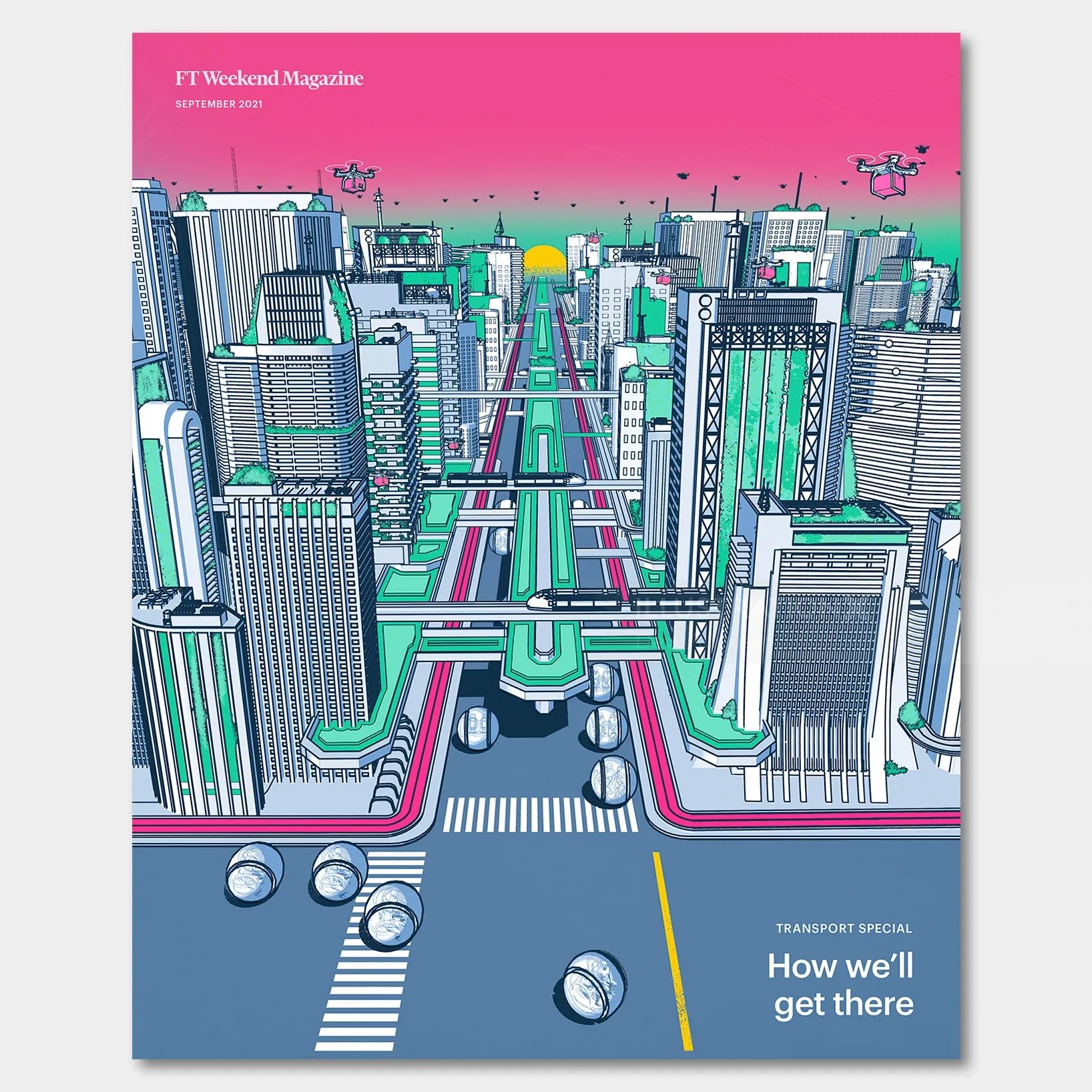 Futuristic city with tall buildings and flying drones by Davi Augusto