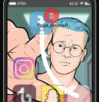 Person deleting social media apps on smartphone screen by Davi Augusto