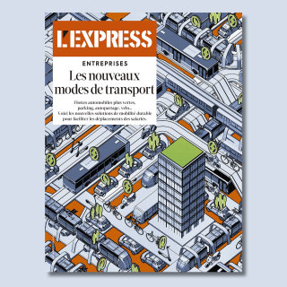 Diseño de portada de revista L&#39;Express.