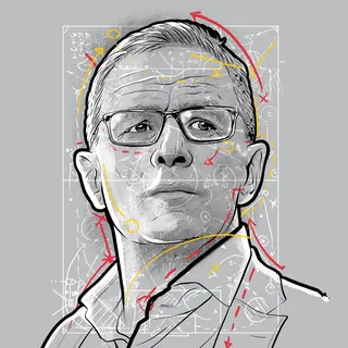 Sketch of man with glasses and strategy lines by Davi Augusto