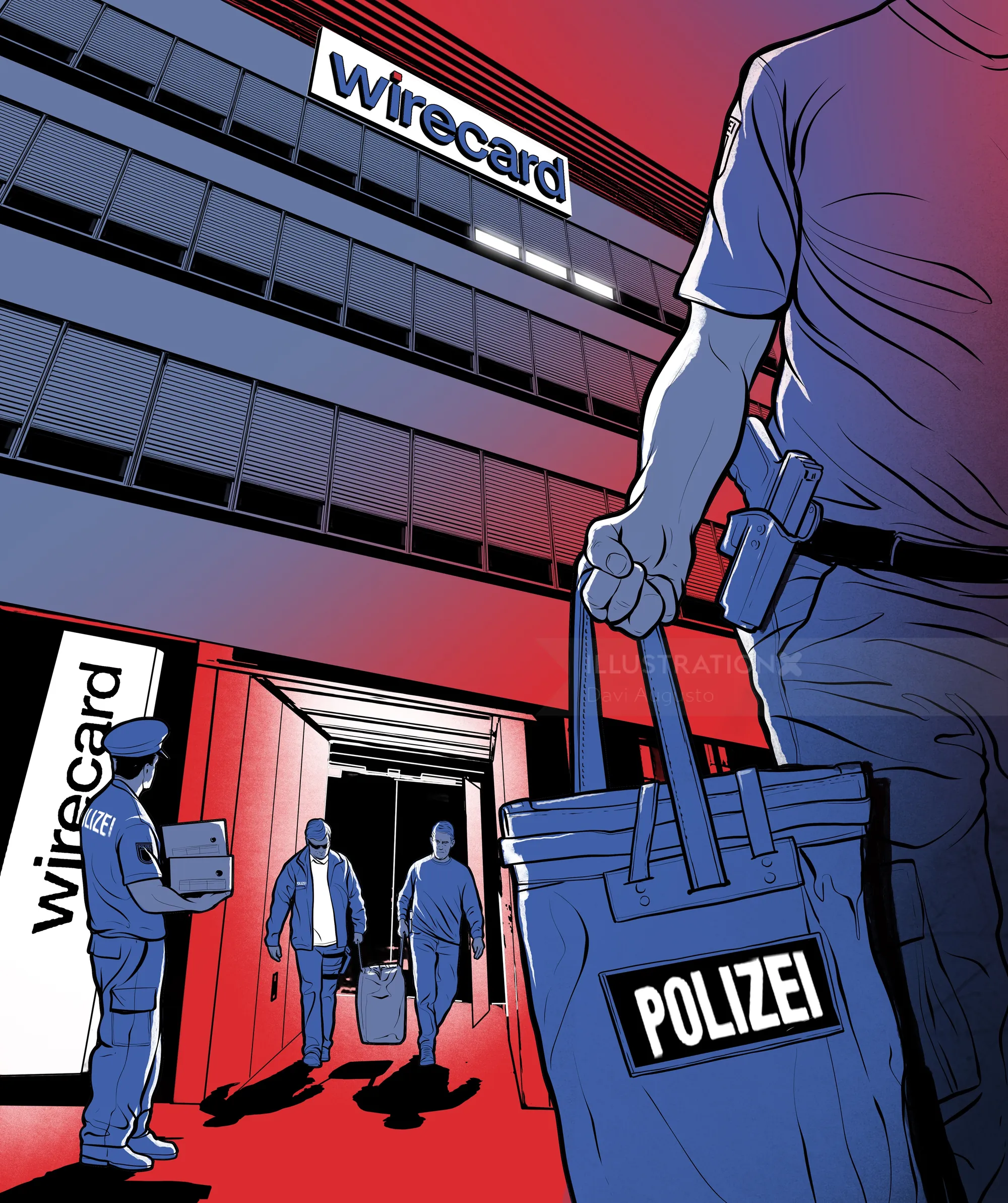 Police officers investigating outside Wirecard building by Davi Augusto