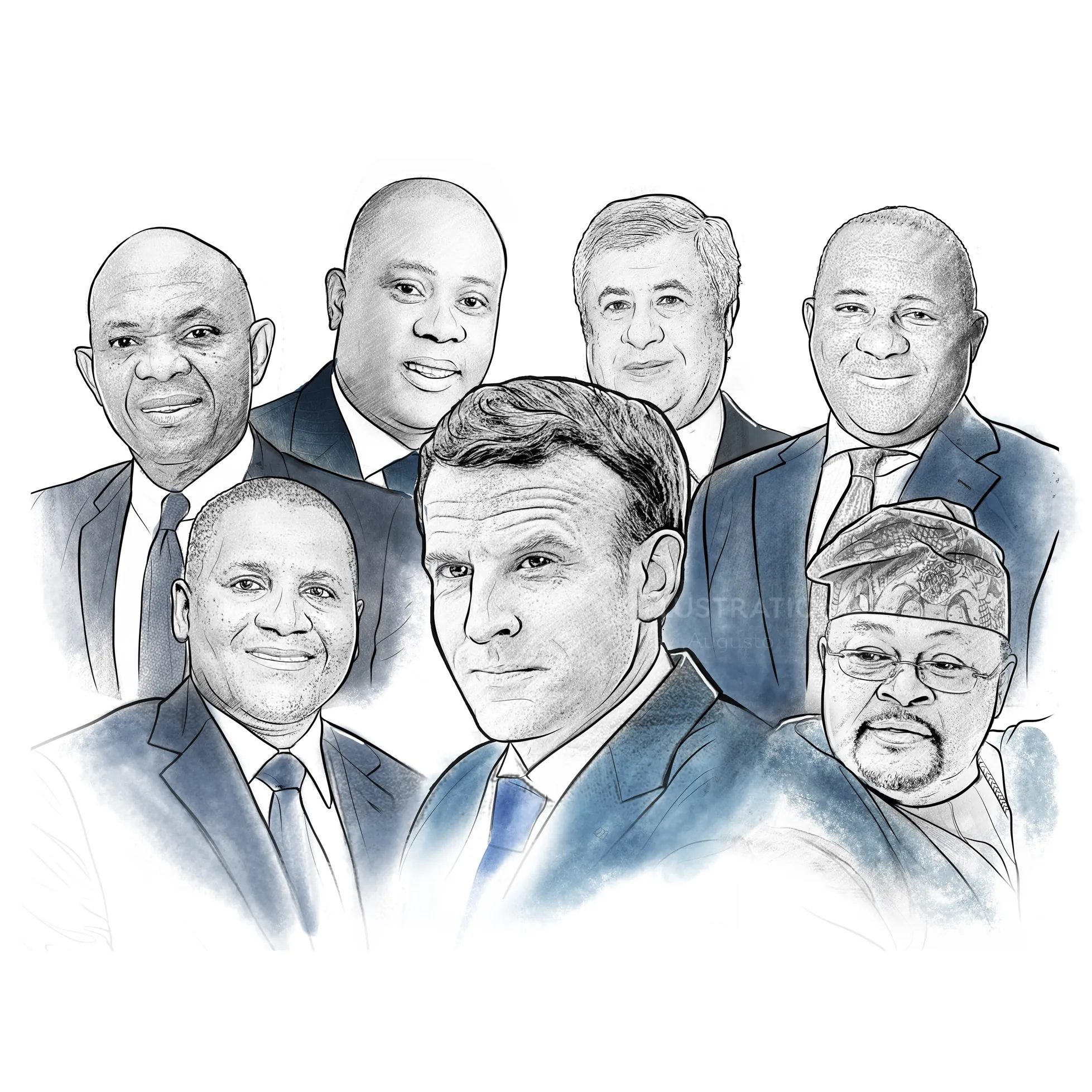 Retrato de sete homens de negócios de terno por Davi Augusto