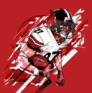 American football player running with ball by Davi Augusto