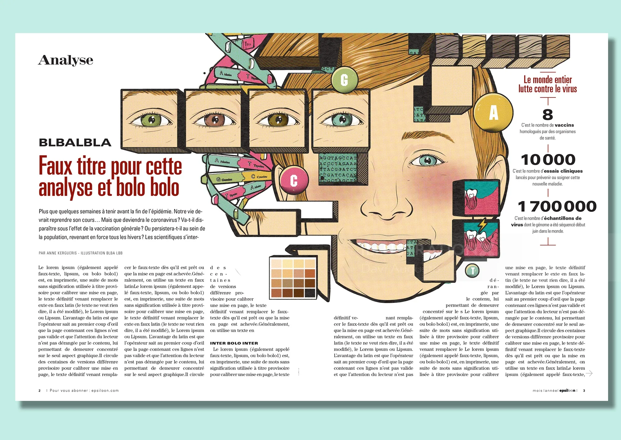 Infographic with abstract face and data elements by Davi Augusto