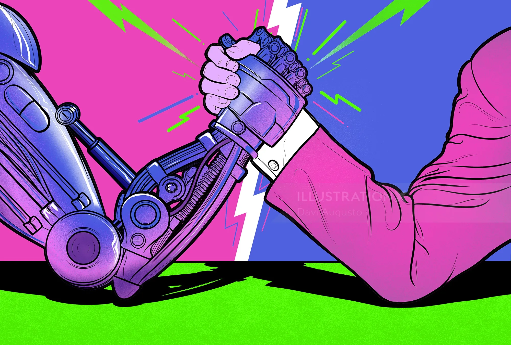 Arm wrestling between a robotic arm and a human arm by Davi Augusto