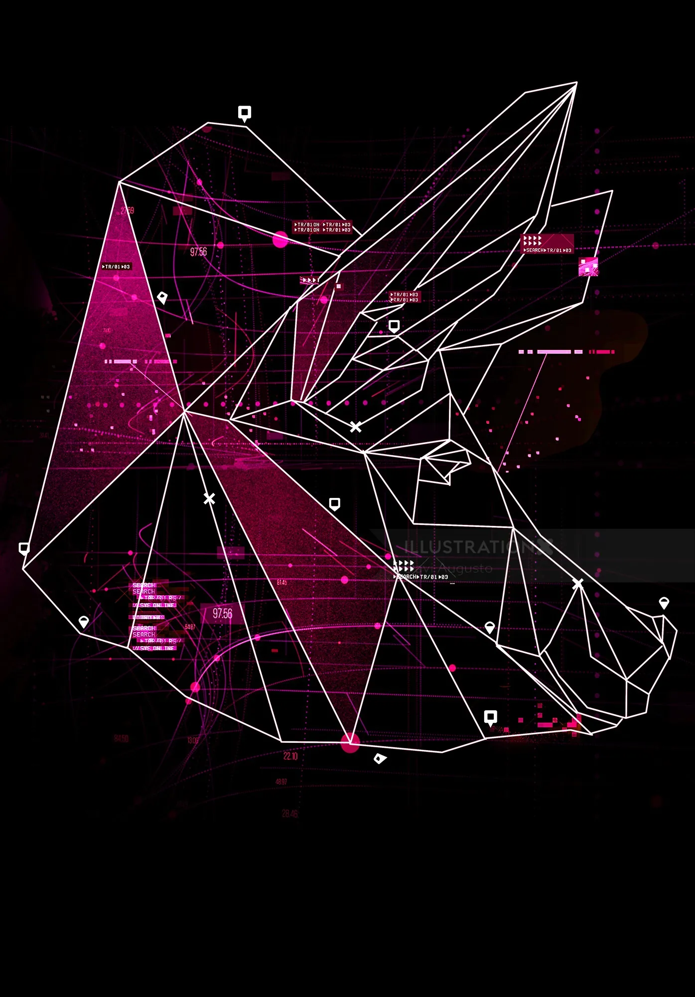 Geometric wolf head digital artwork by Davi Augusto