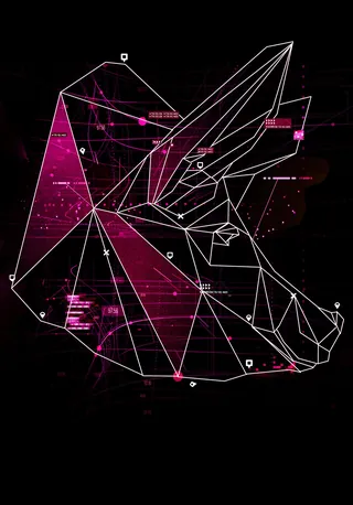 Geometric wolf head digital artwork by Davi Augusto