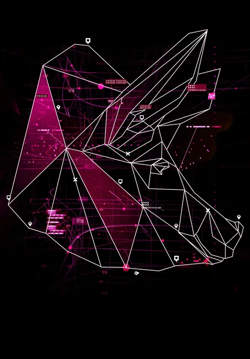 Arte digital geométrica de cabeça de lobo por Davi Augusto