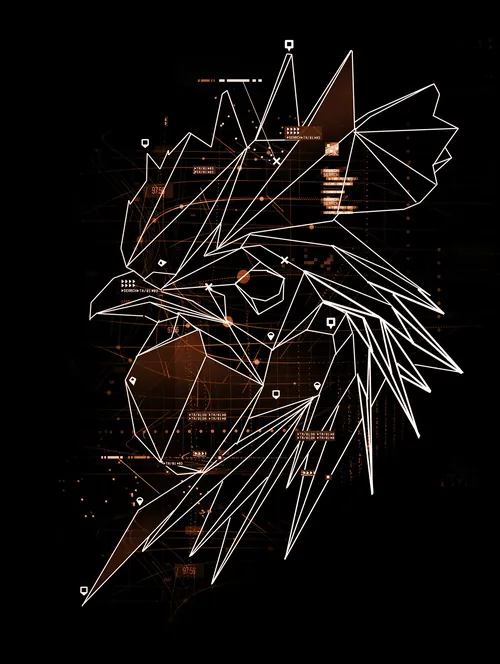 Arte digital geométrica da cabeça de águia com linhas nítidas por Davi Augusto