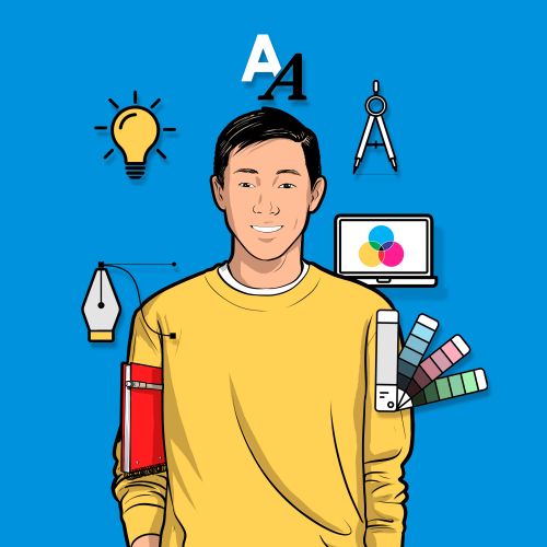 Graphic designer with creative tools digital illustration by Davi Augusto