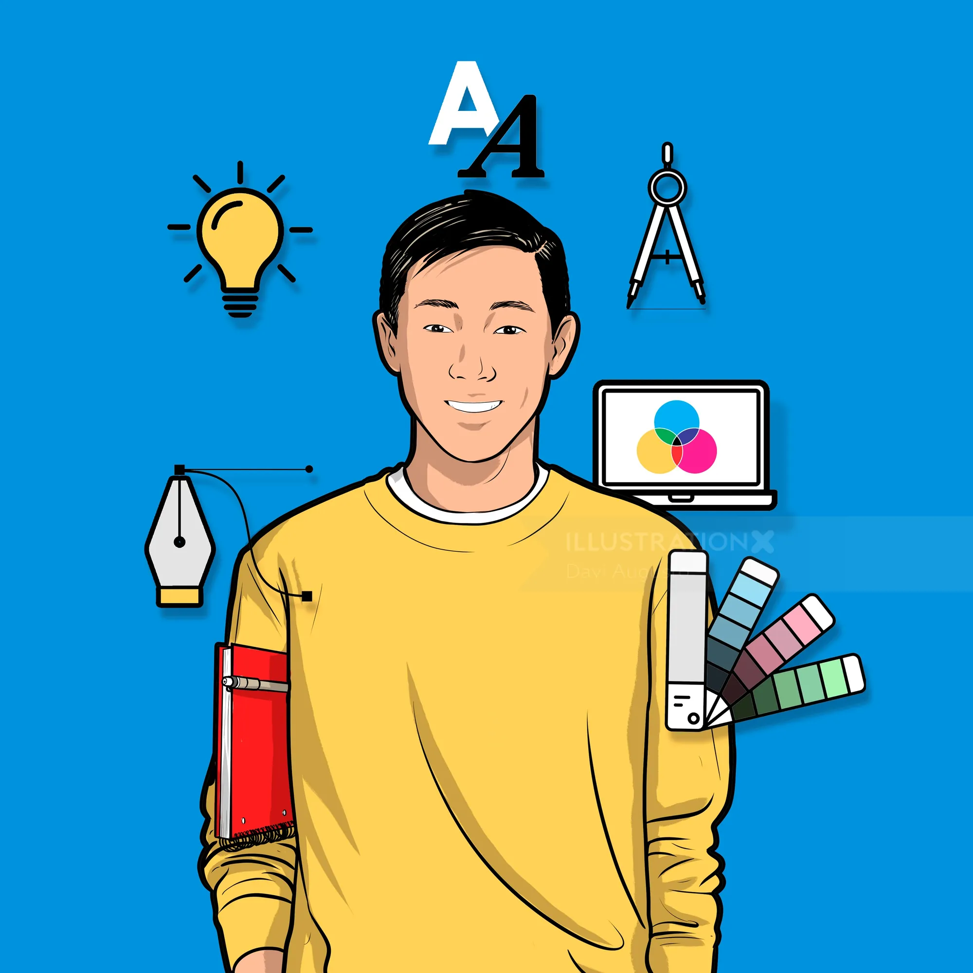 Graphic designer with creative tools digital illustration by Davi Augusto