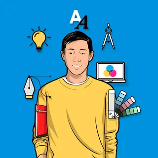 Graphic designer with creative tools digital illustration by Davi Augusto