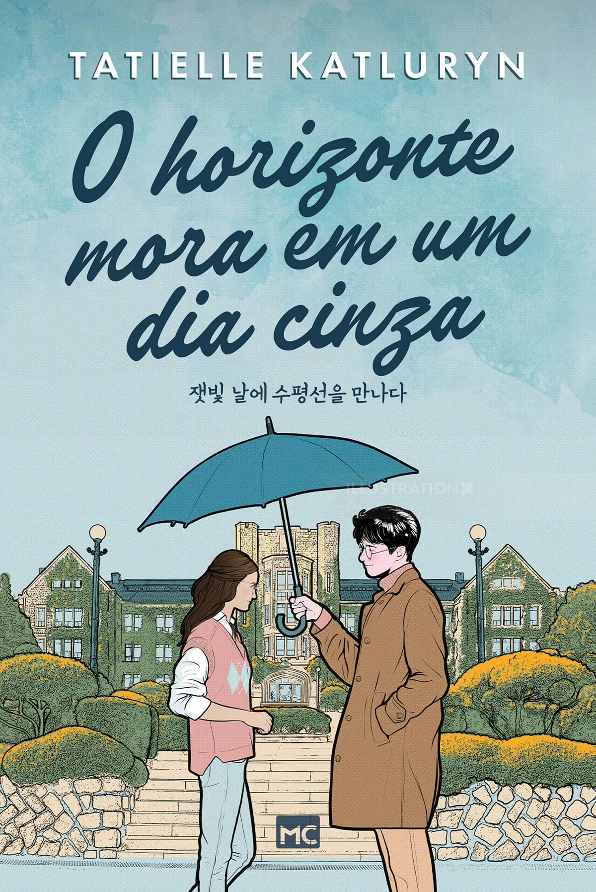The cover of the book "O horizonte mora em um dia cinza"