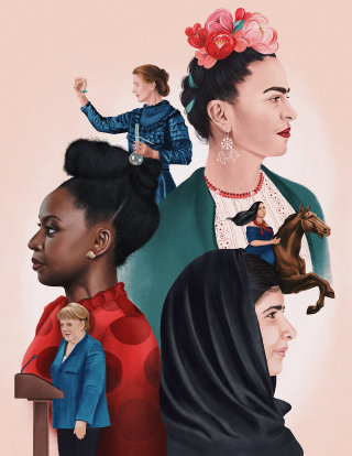 Revista Super Magazine 杂志关于女性力量的社论插图