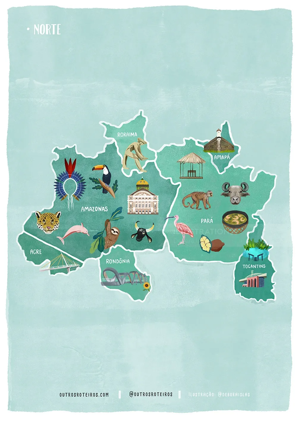 Brazil North Region map drawing
