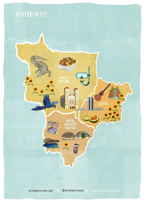 Map illustration of Central-West Region in Brazil