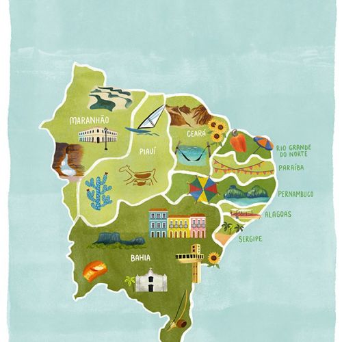 Brazil Northeast Region map illustration
