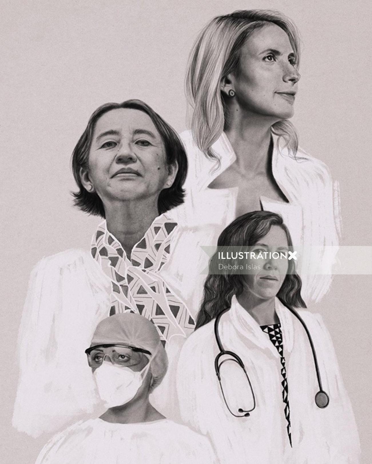 女性医師の肖像画