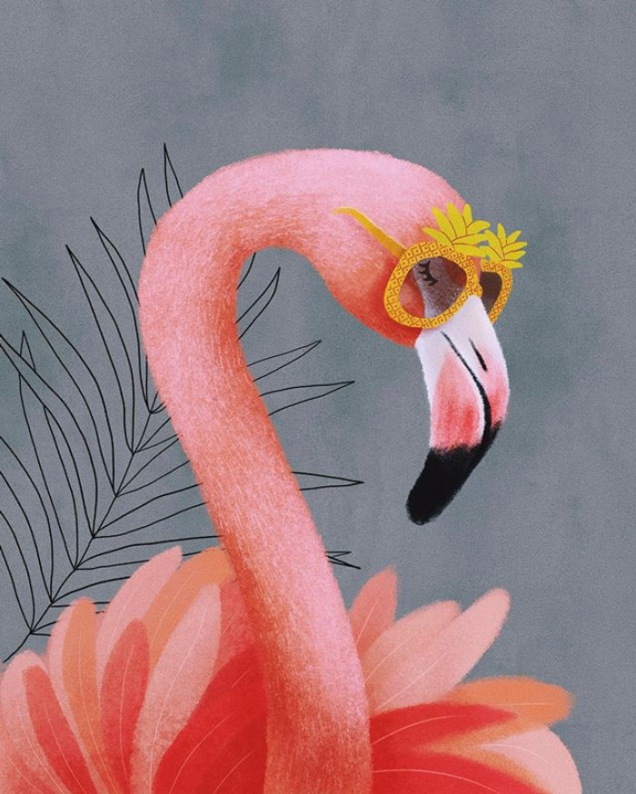 Portrait animal Flamant rose