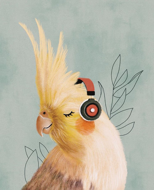 Illustration d&#39;oiseau cacatoès à huppe jaune