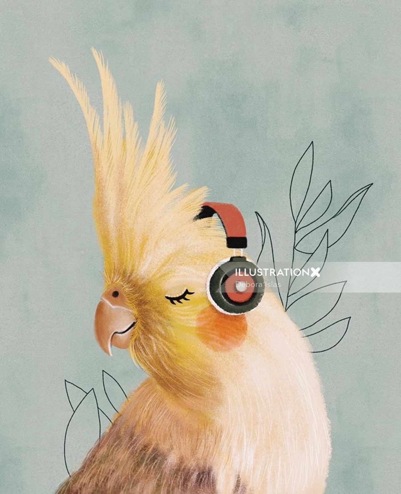 キバタンの鳥のイラスト