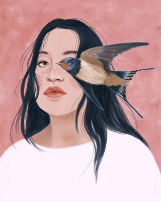 Ilustração de retrato de mulher por Debora Islas