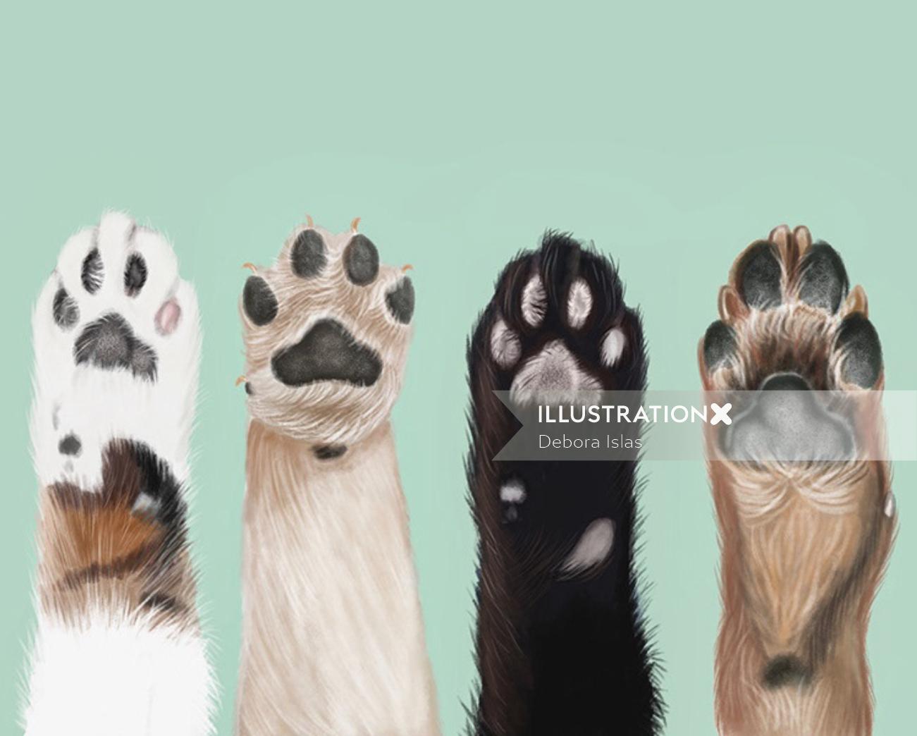動物の犬の足のイラスト