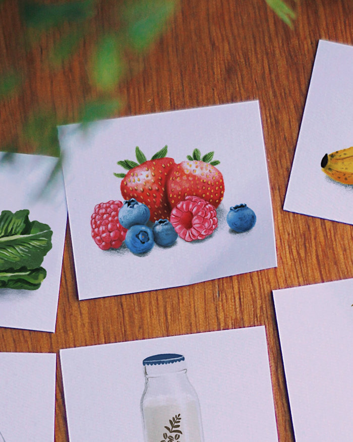 Pintura de frutas e legumes