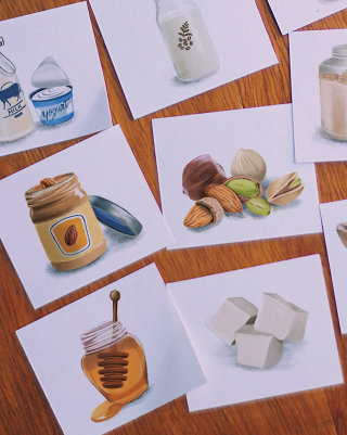 Peinture de nourriture et de boisson sur papier