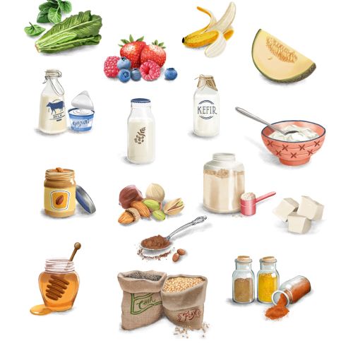 Illustration of smoothies ingredients