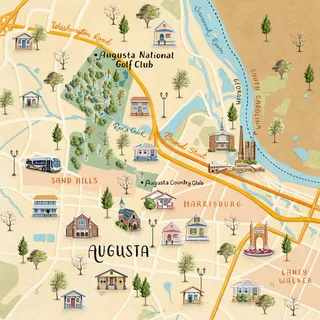 Augusta map for the American edition of GOLF magazine