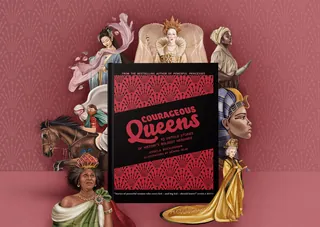 Book Courageous Queens surrounded by illustrated queens by Debora Islas