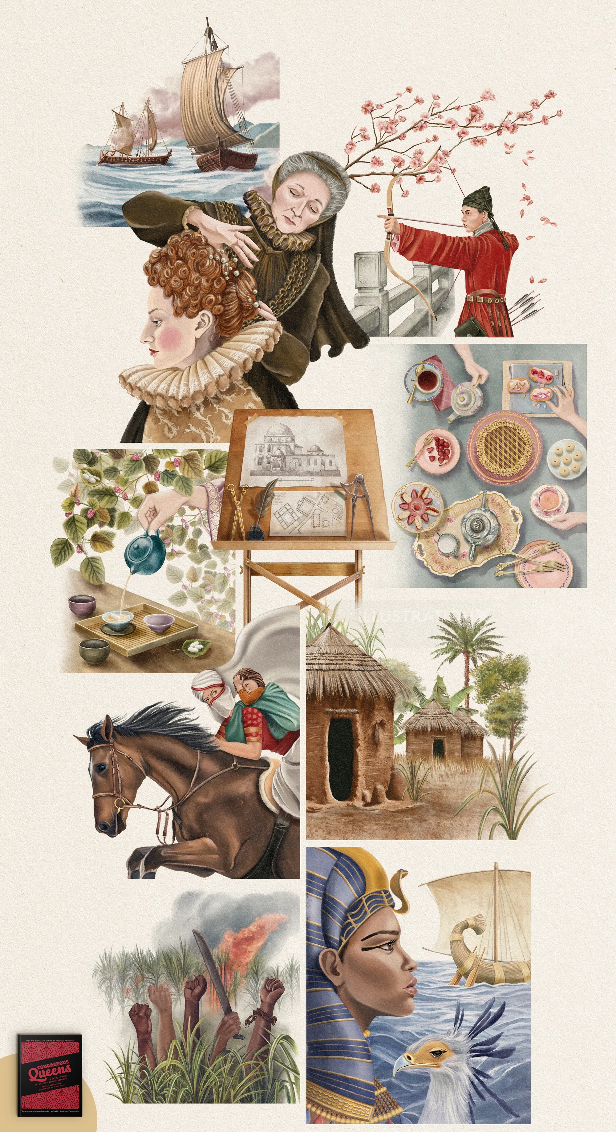 Historical and cultural illustrations collage by Debora Islas