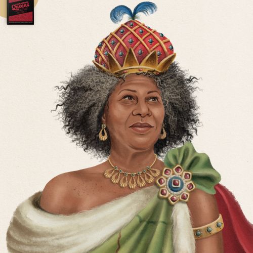 Portrait of a regal woman with jeweled crown and elegant jewelry by Debora Islas