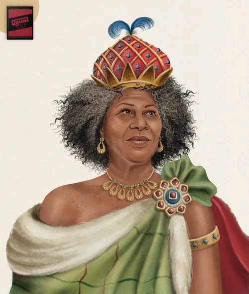 Portrait of a regal woman with jeweled crown and elegant jewelry by Debora Islas