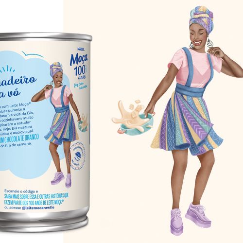 Mococa condensed milk 100 years packaging illustration by Debora Islas