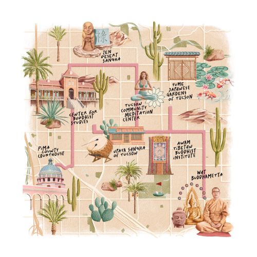 The map beautifully captures the landscape of the Sonoran Desert in Tucson