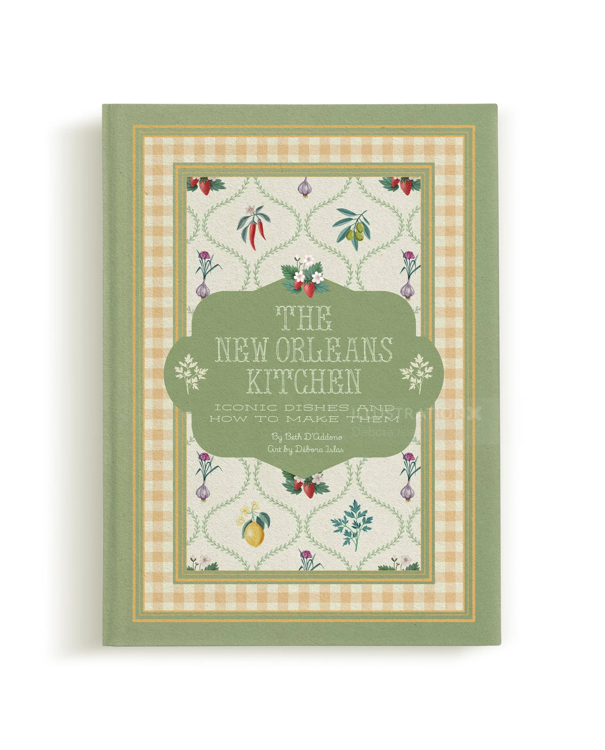 The New Orleans Kitchen cookbook cover with vegetable illustrations