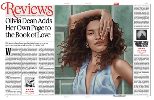 Illustrated portrait of a woman with curly hair and blue top by Debora Islas