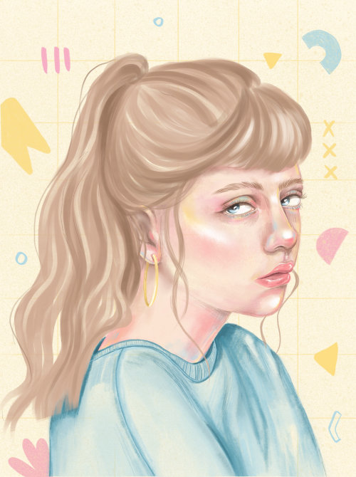 Portrait of a girl rolling her eyes

