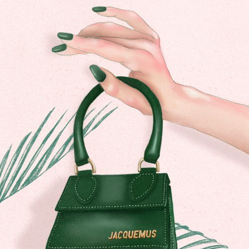 Fashion illustration of a Jacquemus mini bag
