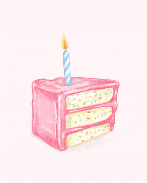 Gâteau d&#39;anniversaire rose avec des confettis à l&#39;intérieur