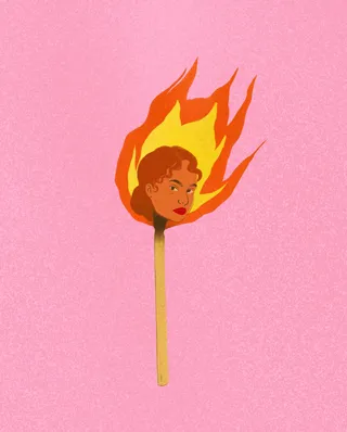 Graphic Woman face in fire