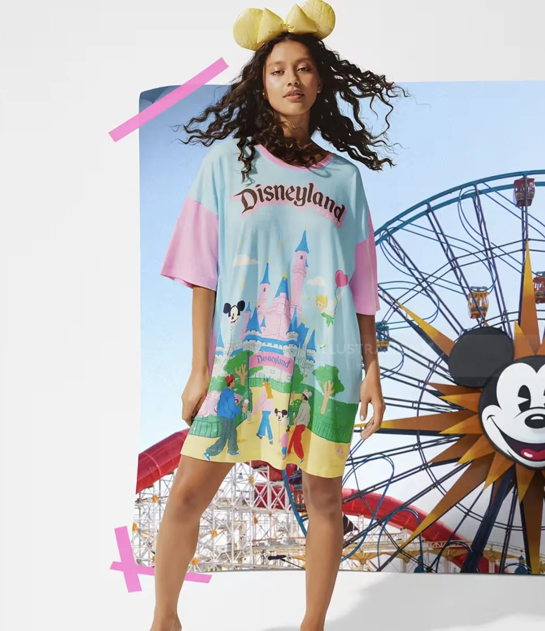 Model in Disneyland dress with Mickey Ferris wheel background by Debs Lim