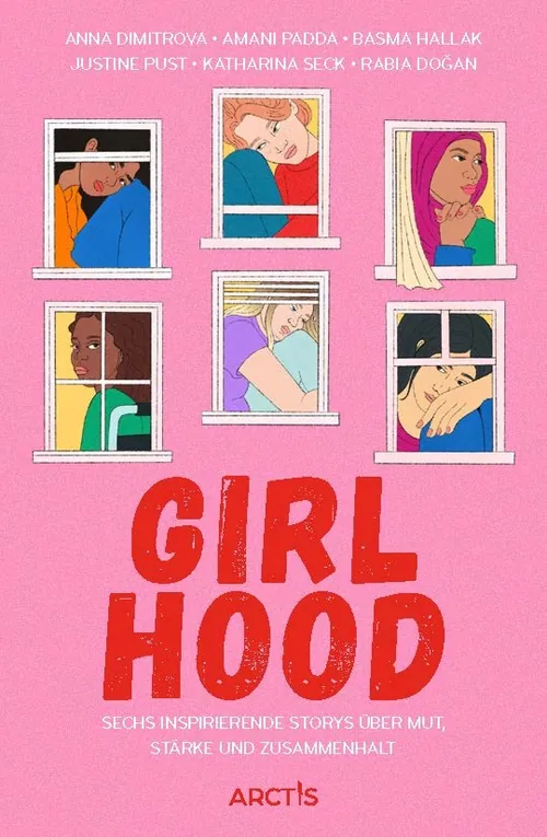 Illustration of six diverse women viewed through colorful windows