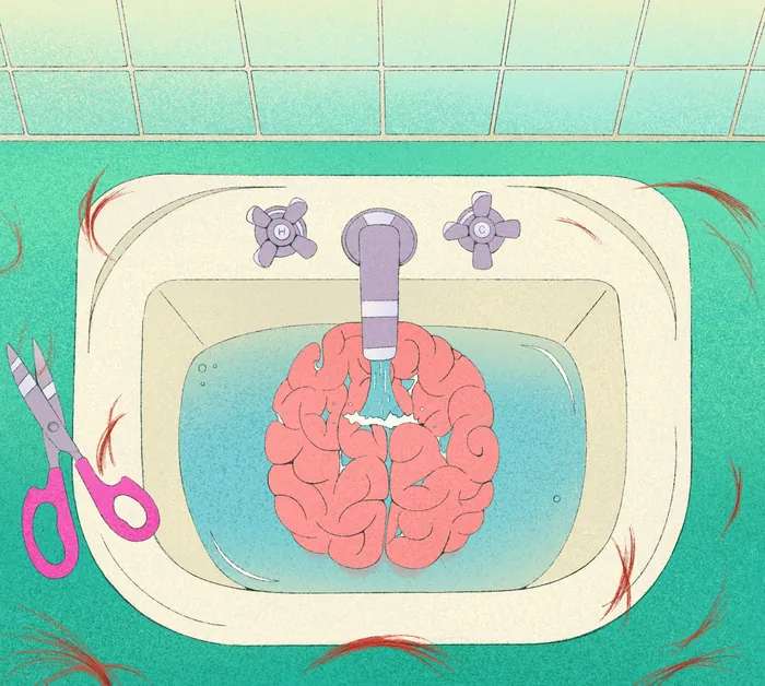 Brain being washed in a sink symbolizing mental health care