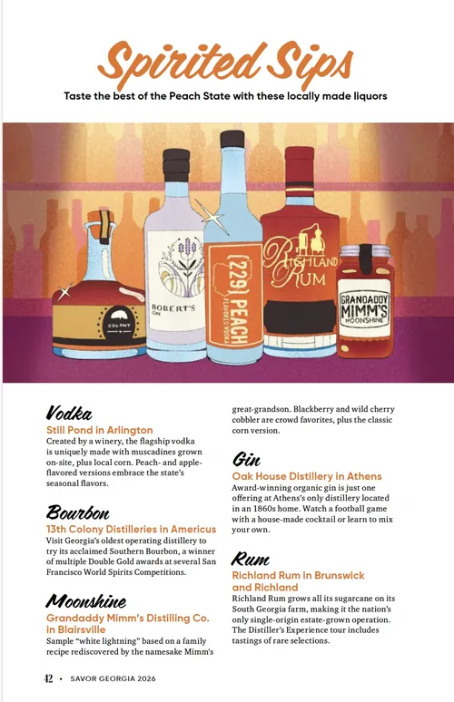 Debs Lim Illustration von farbenfrohen Spirituosenflaschen mit Verkostungsnotizen und Cocktailvorschlägen