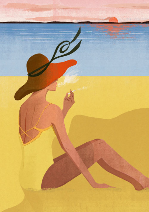 Female smoker graphic art