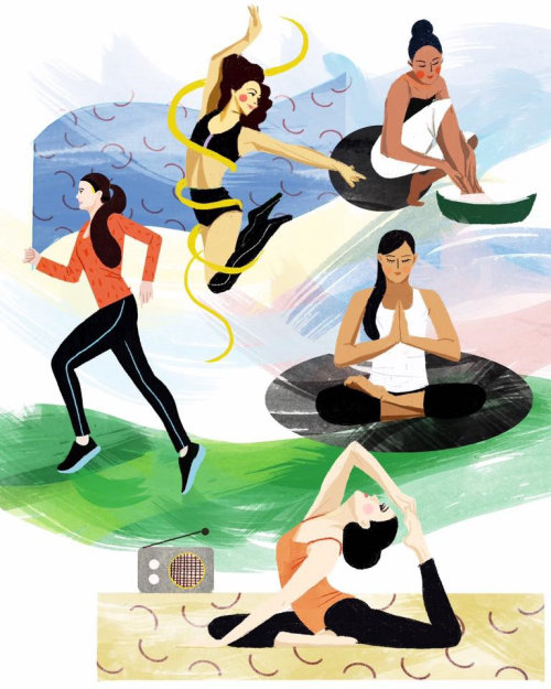 Lifestyle illustration of women fitness